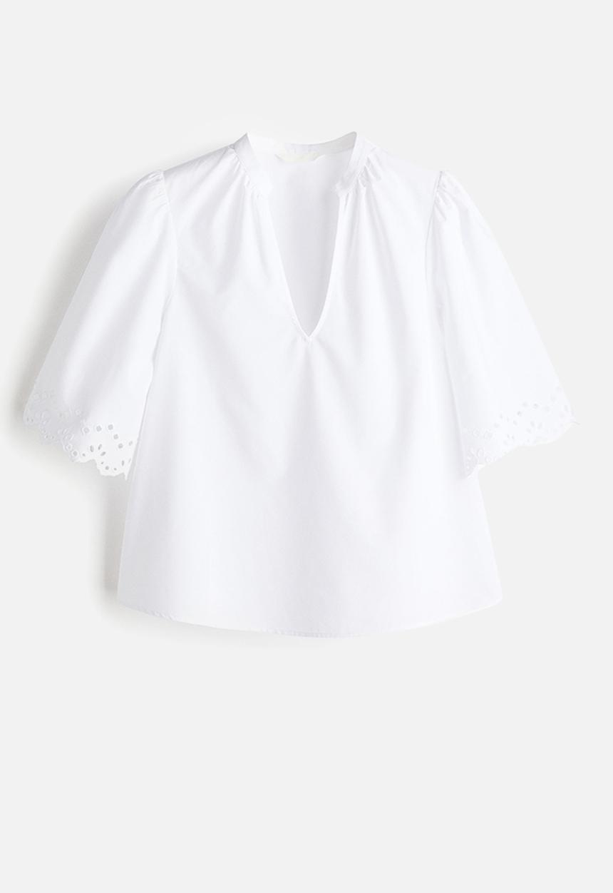 H&M - Broderie anglaise cotton blouse - white