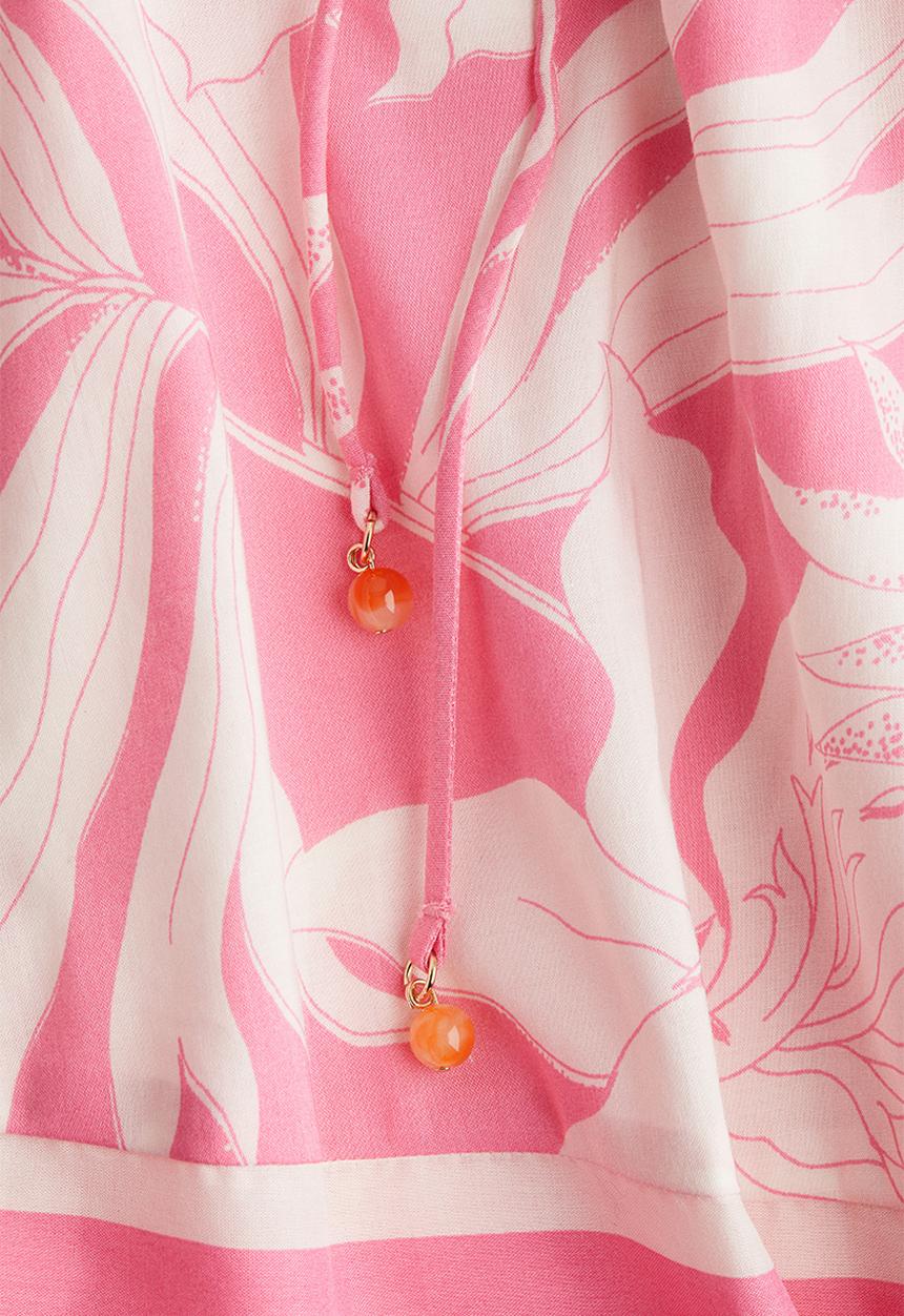 H&M - Tie-belt dress -  pink/patterned