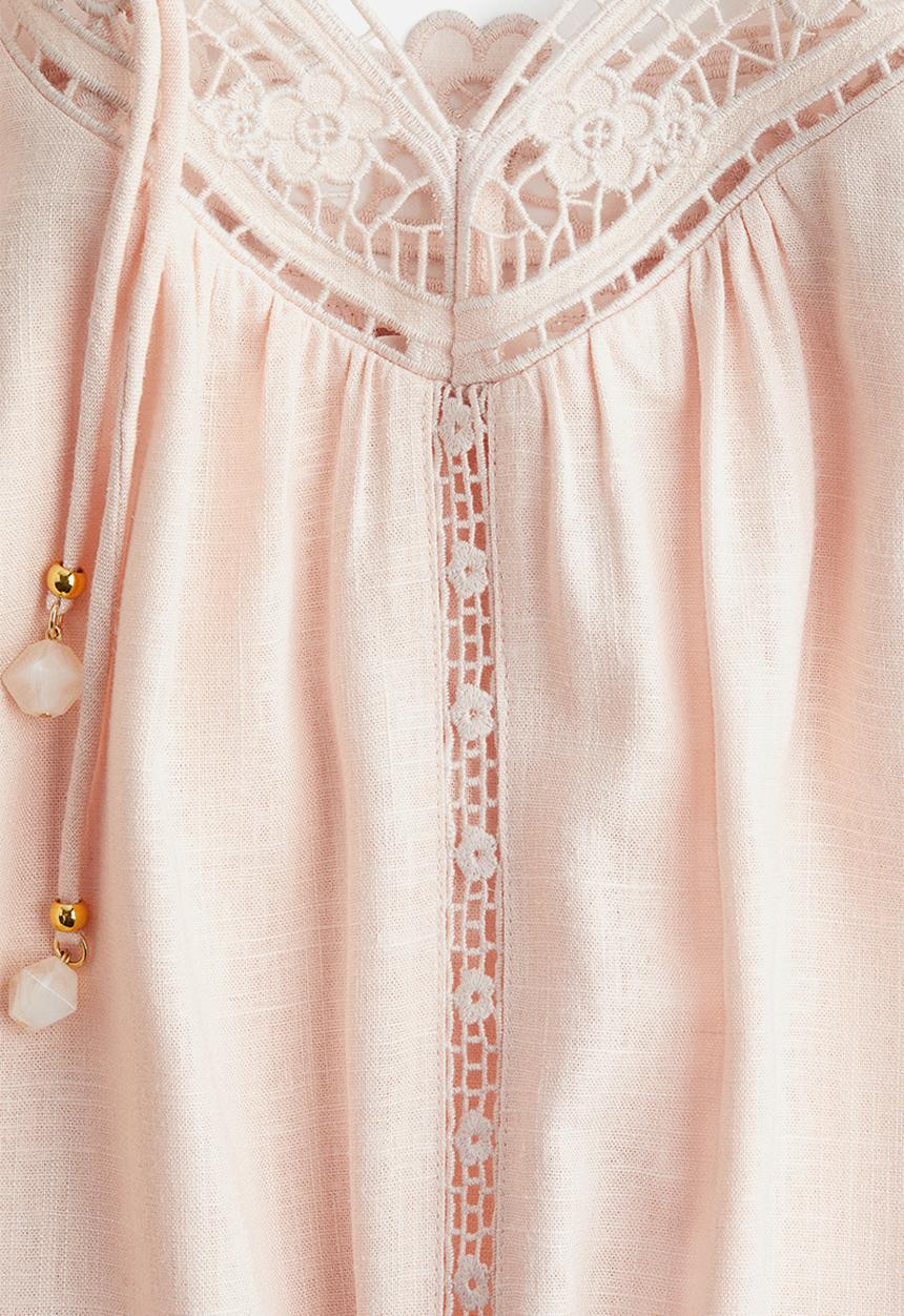 H&M - Broderie anglaise tie-strap dress - powder pink 