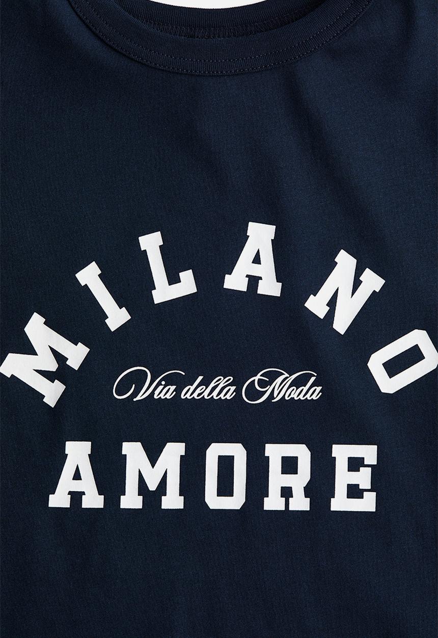 H&M - Print-motif T-shirt - navy blue/milano amore 