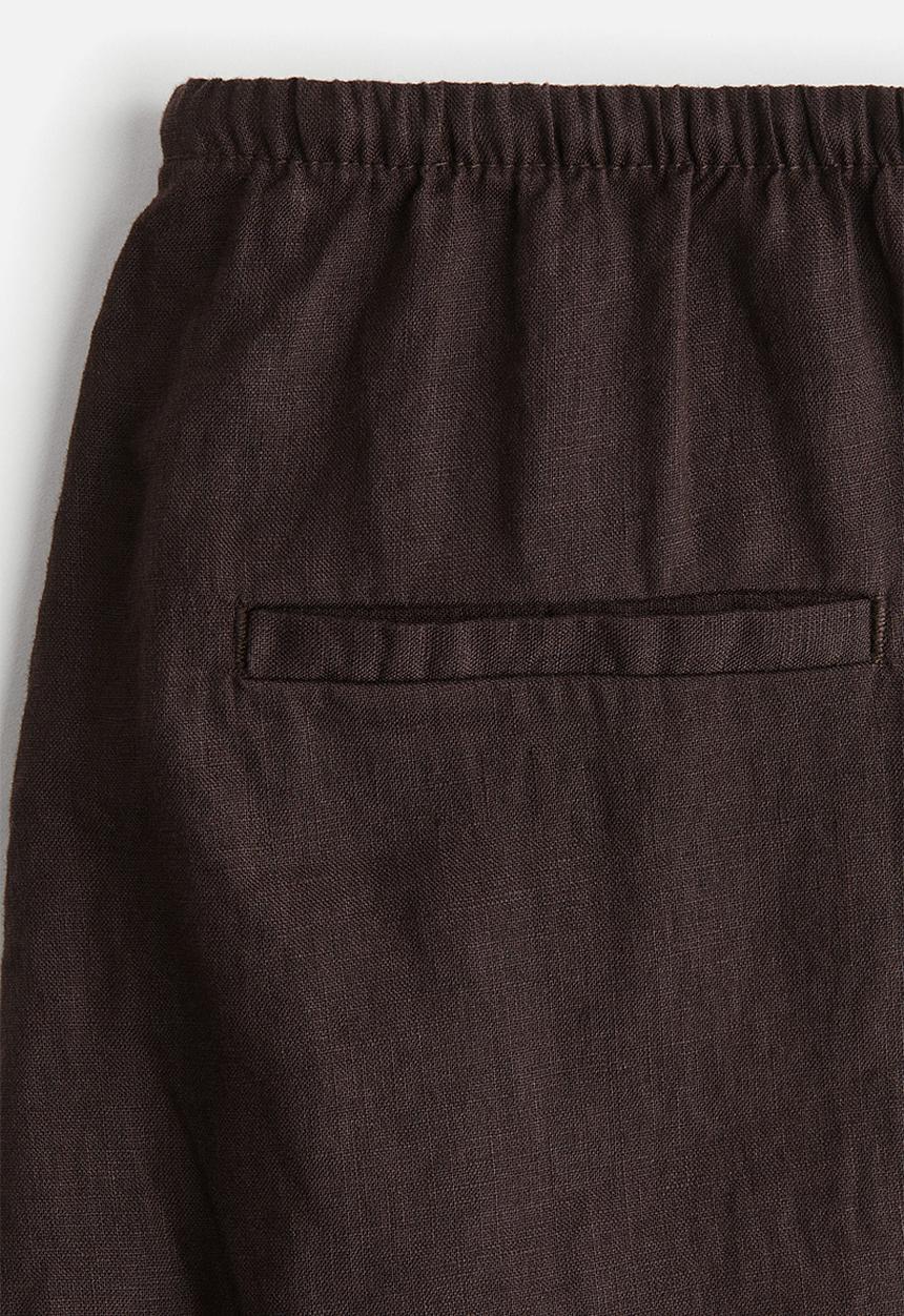 H&M - Linen drawstring trousers - dark brown 