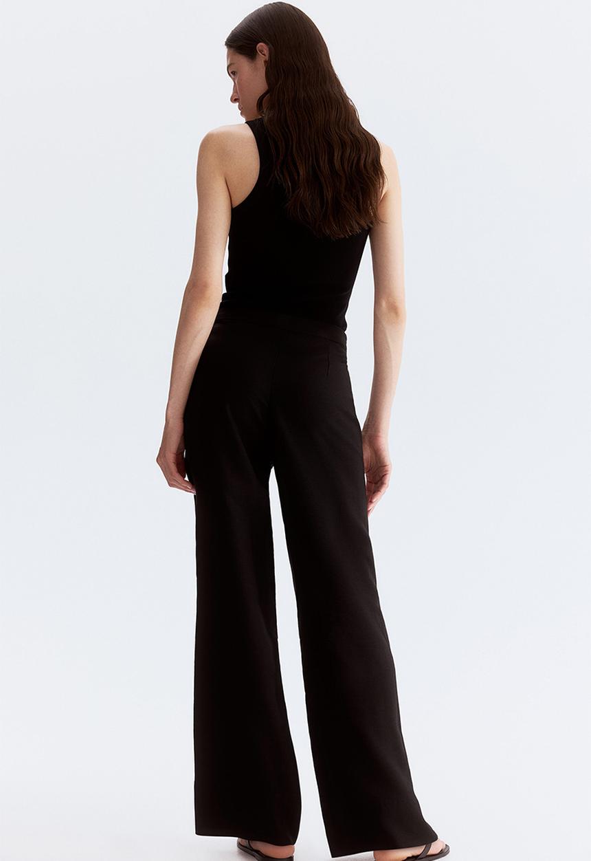 H&M - Linen-blend trousers - black