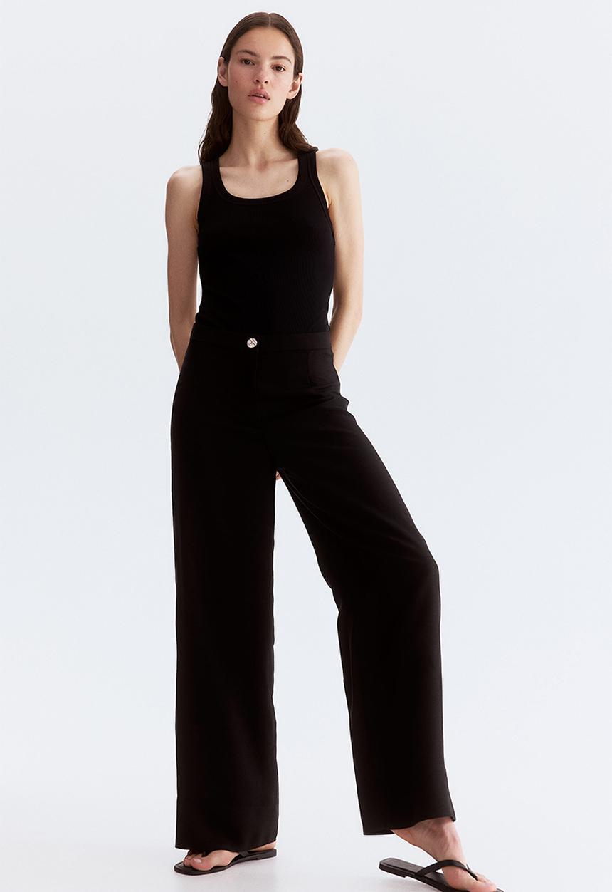 H&M - Linen-blend trousers - black