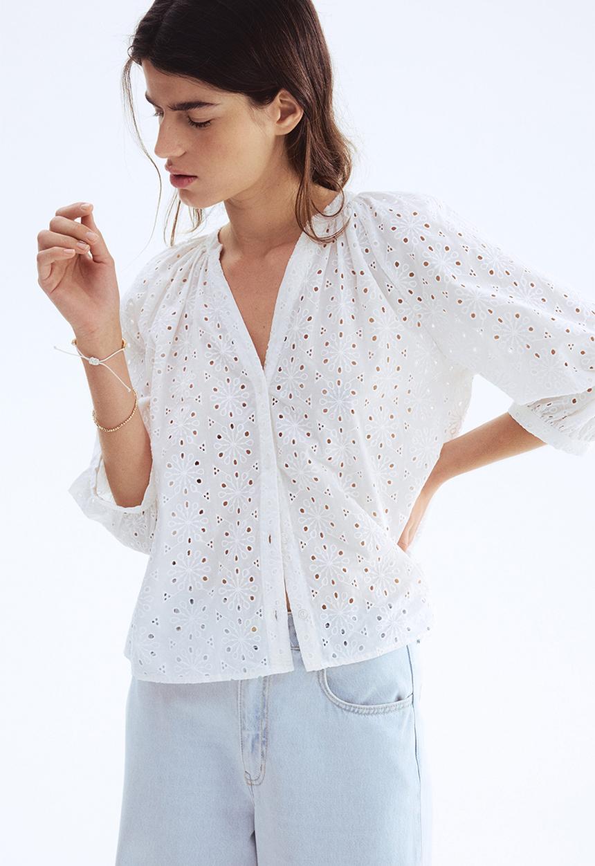 H&M - Broderie anglaise blouse - white