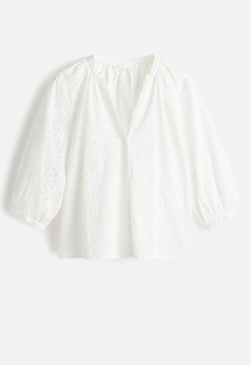 H&M - Broderie anglaise blouse - white