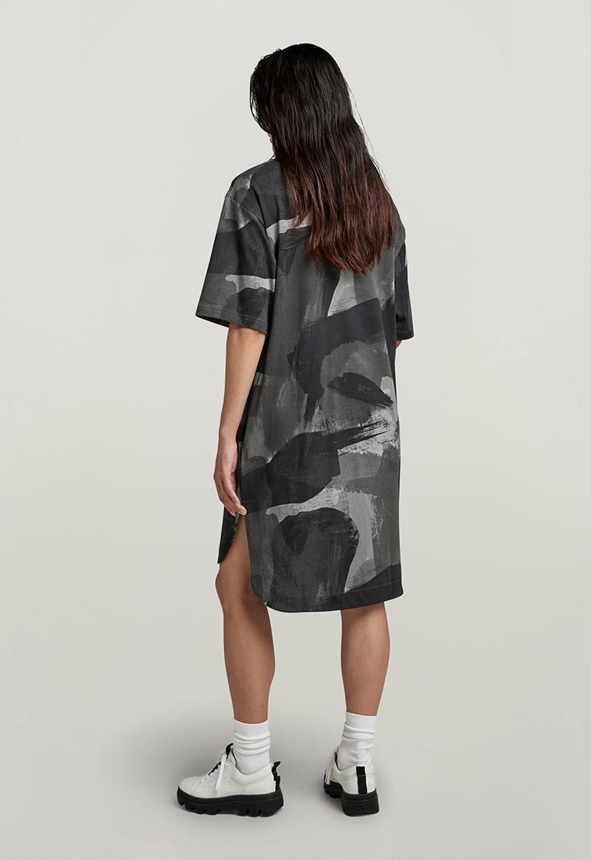 G-STAR - Boxy U Tee Dress s\s Wmn - Metal grey Watercolor Camo