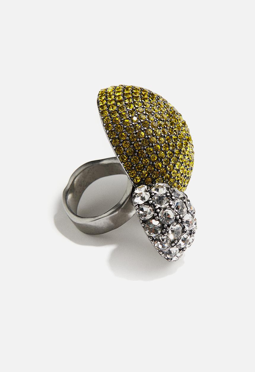 H&M - H&M Studio: Rhinestone statement ring - silver-coloured