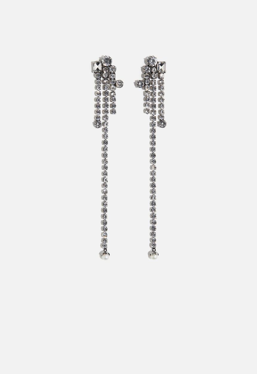 H&M - H&M Studio: Rhinestone dangle earrings - silver