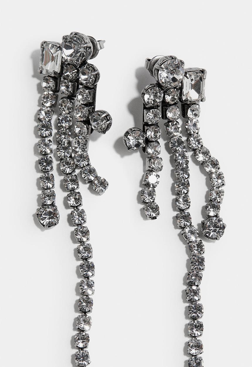 H&M - H&M Studio: Rhinestone dangle earrings - silver