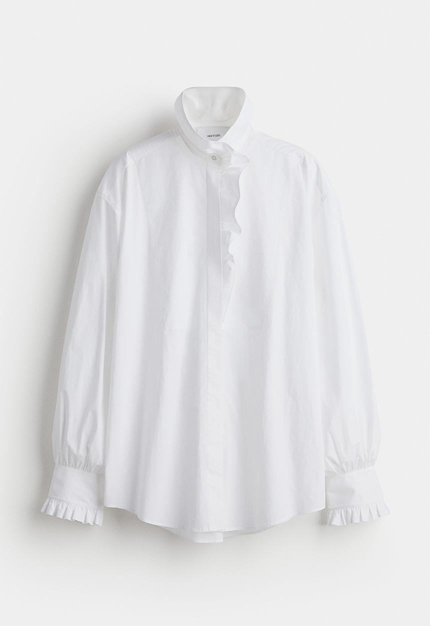 H&M - H&M Studio: Frill-trimmed cotton shirt - white