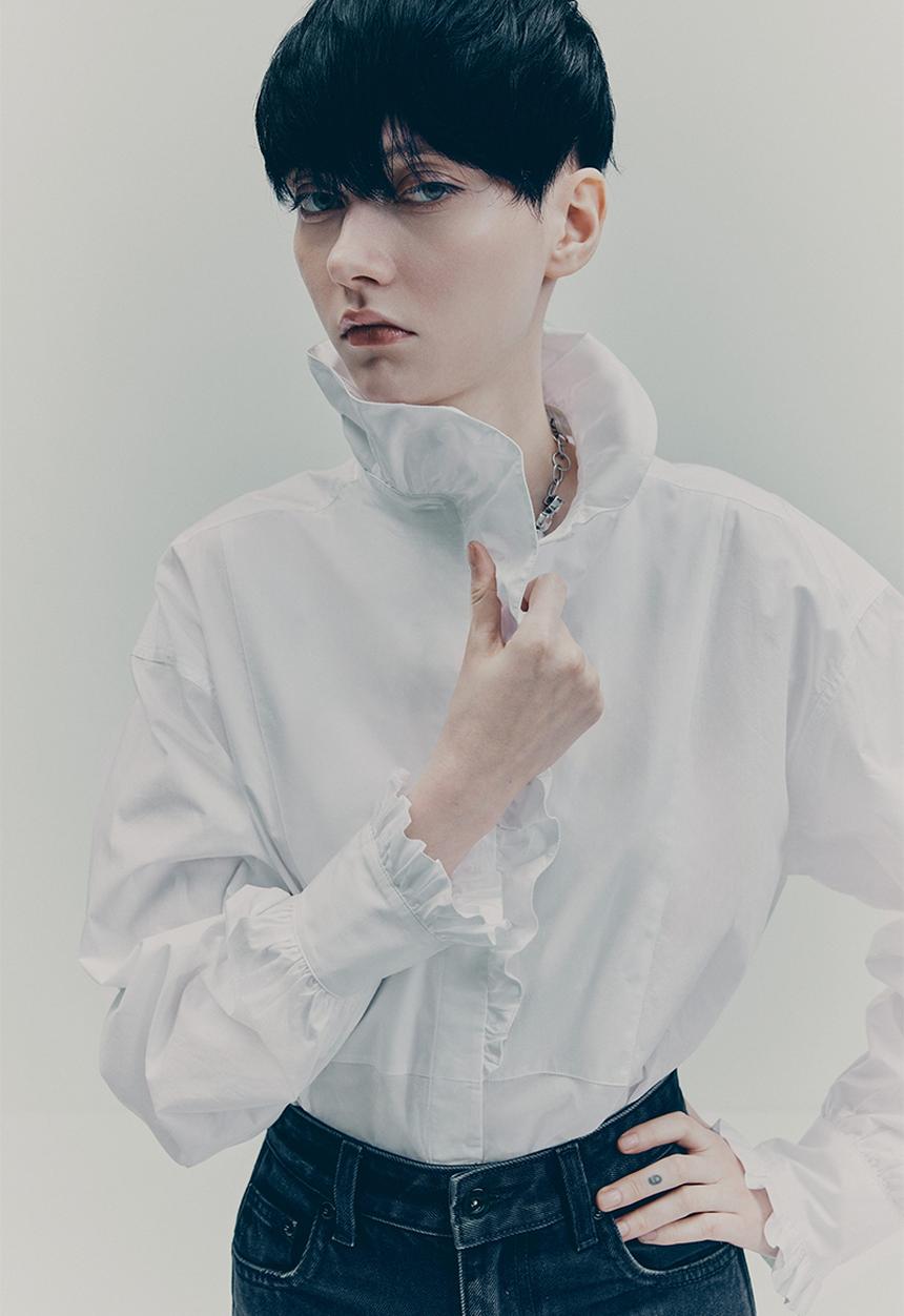 H&M - H&M Studio: Frill-trimmed cotton shirt - white