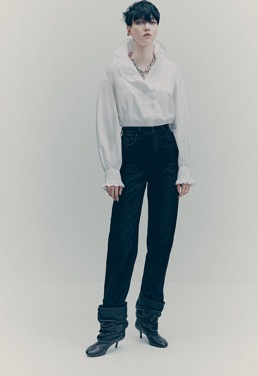 H&M - H&M Studio: Frill-trimmed cotton shirt - white