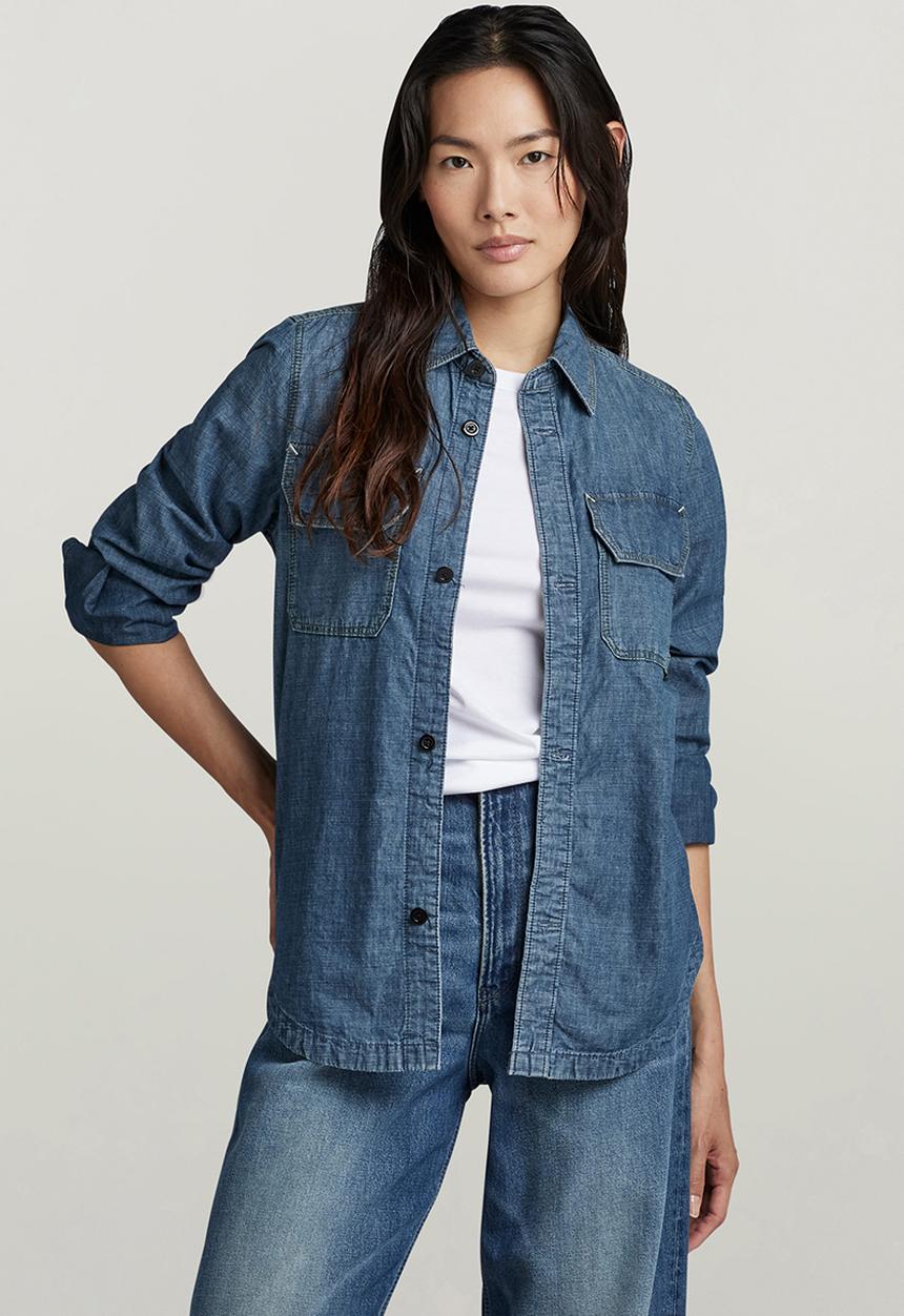 G-STAR - Flap Pocket Shirt l\s EV Wmn - Faded Cricket Blue