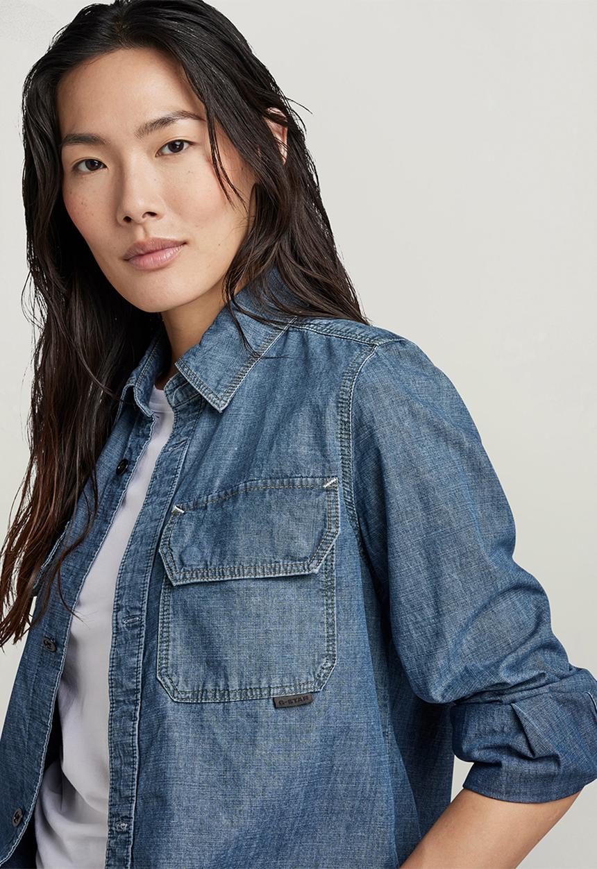 G-STAR - Flap Pocket Shirt l\s EV Wmn - Faded Cricket Blue
