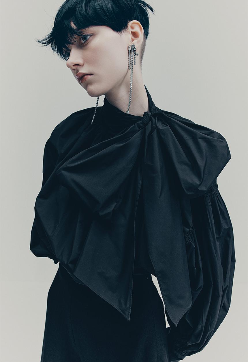 H&M - H&M Studio: Bow-detail blouse - black