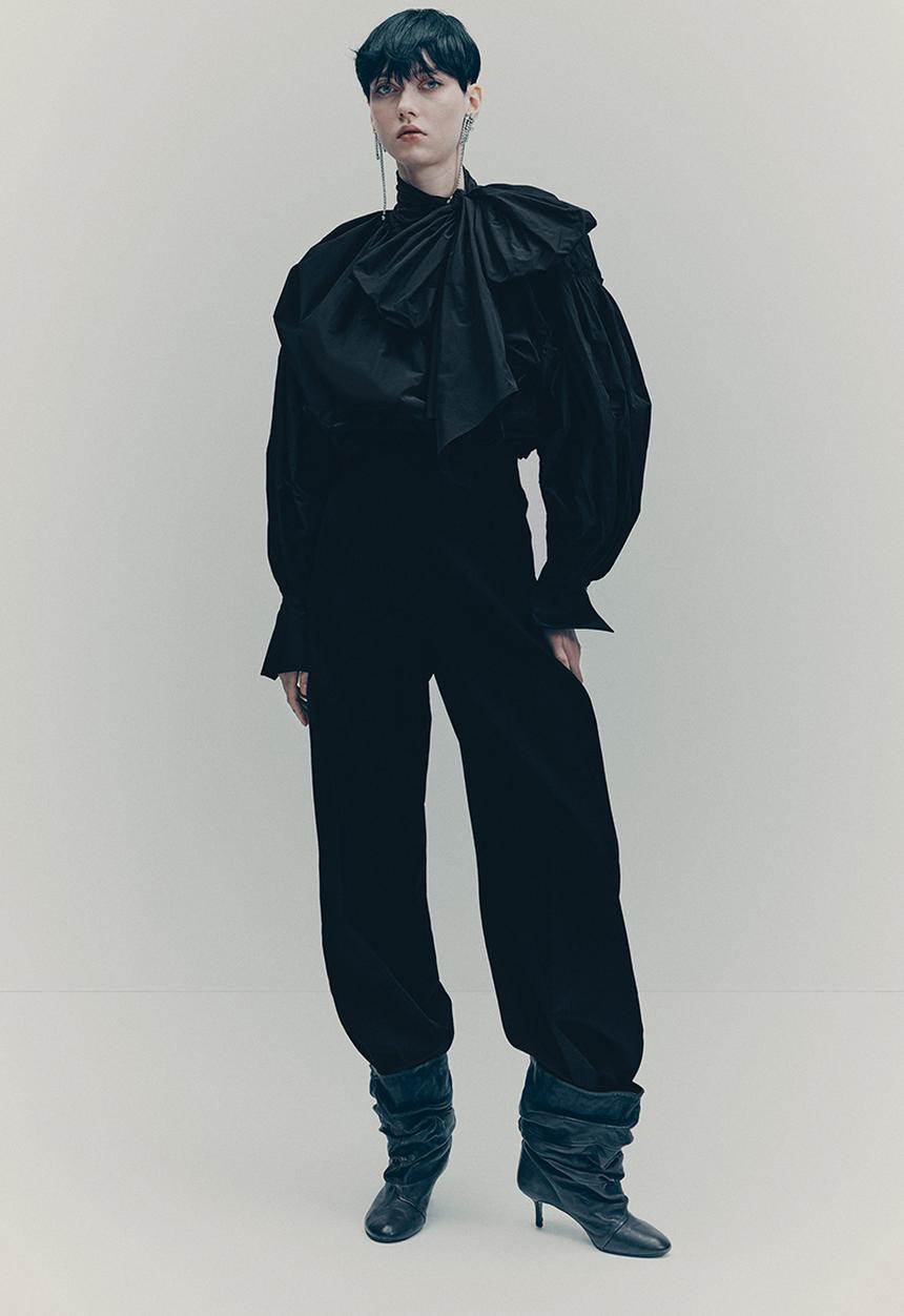 H&M - H&M Studio: Bow-detail blouse - black