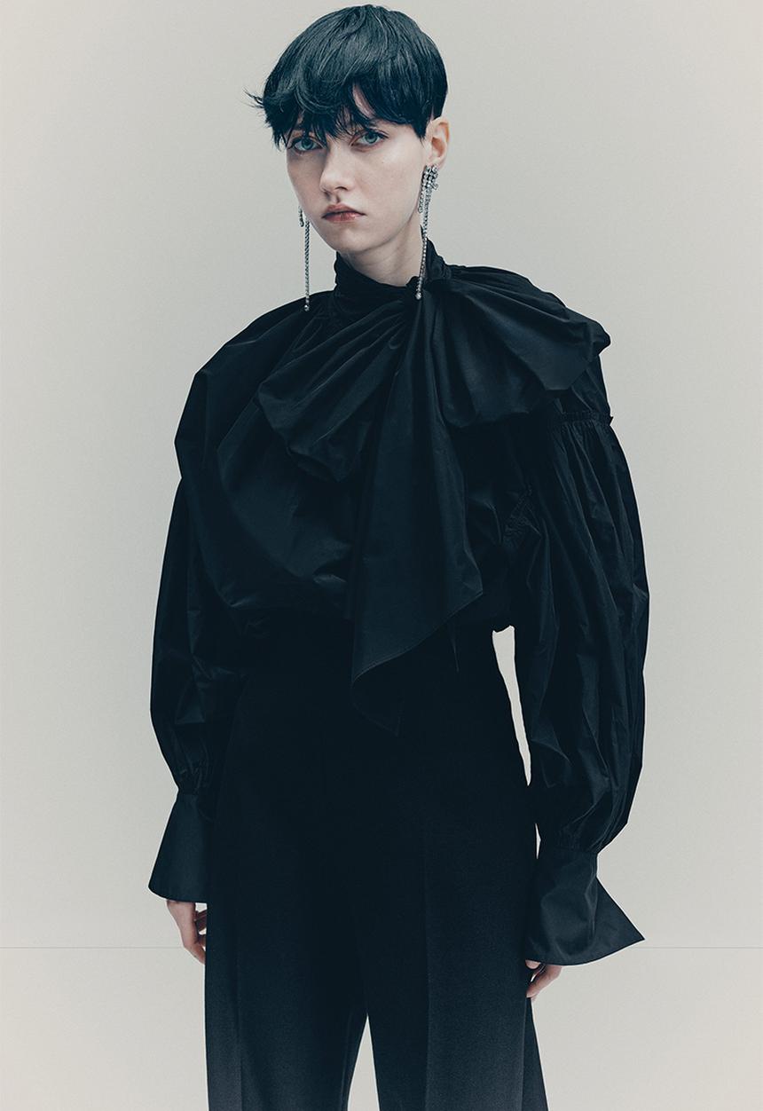 H&M - H&M Studio: Bow-detail blouse - black
