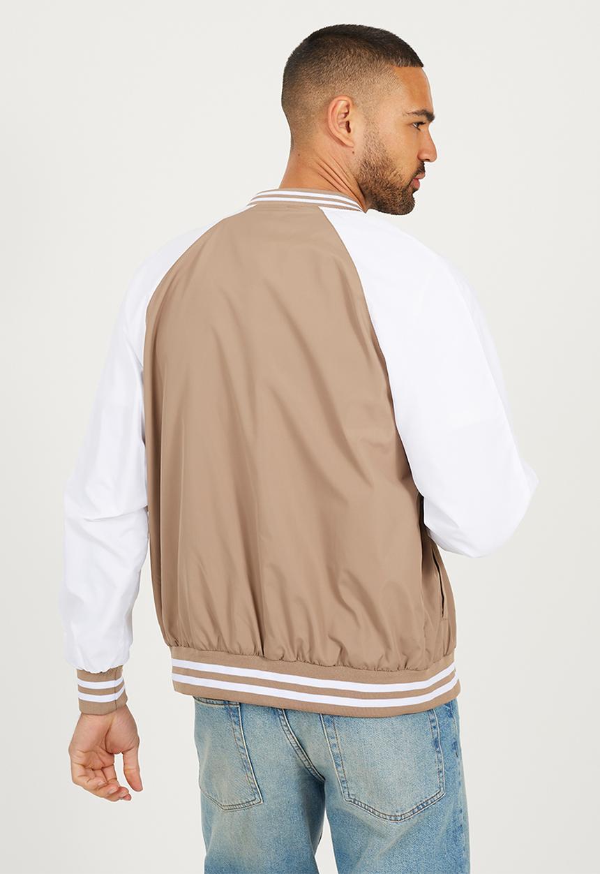 Brave Soul - Lightweight Varsity Bomber Jacket - Stone