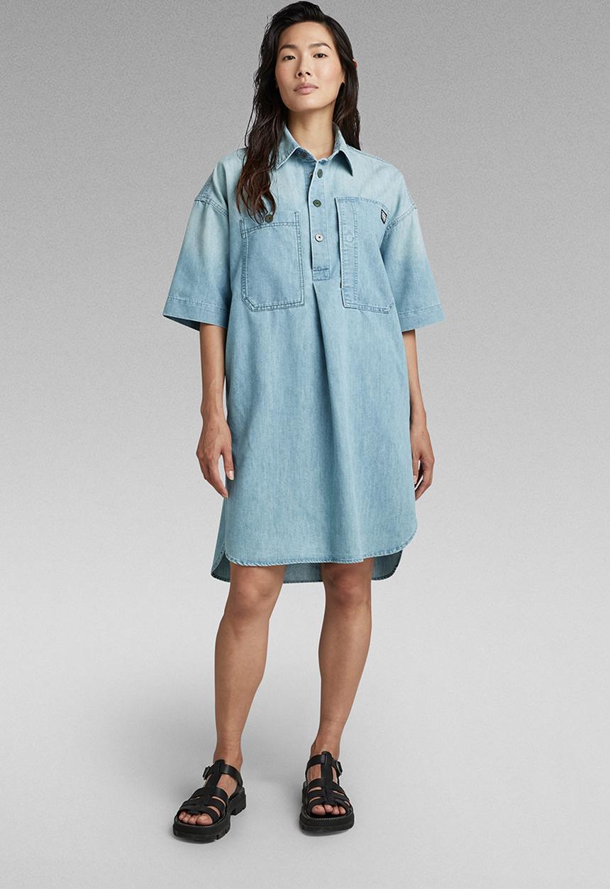 G-STAR - Denim Shirt Dress Wmn - Sun faded cadet blue