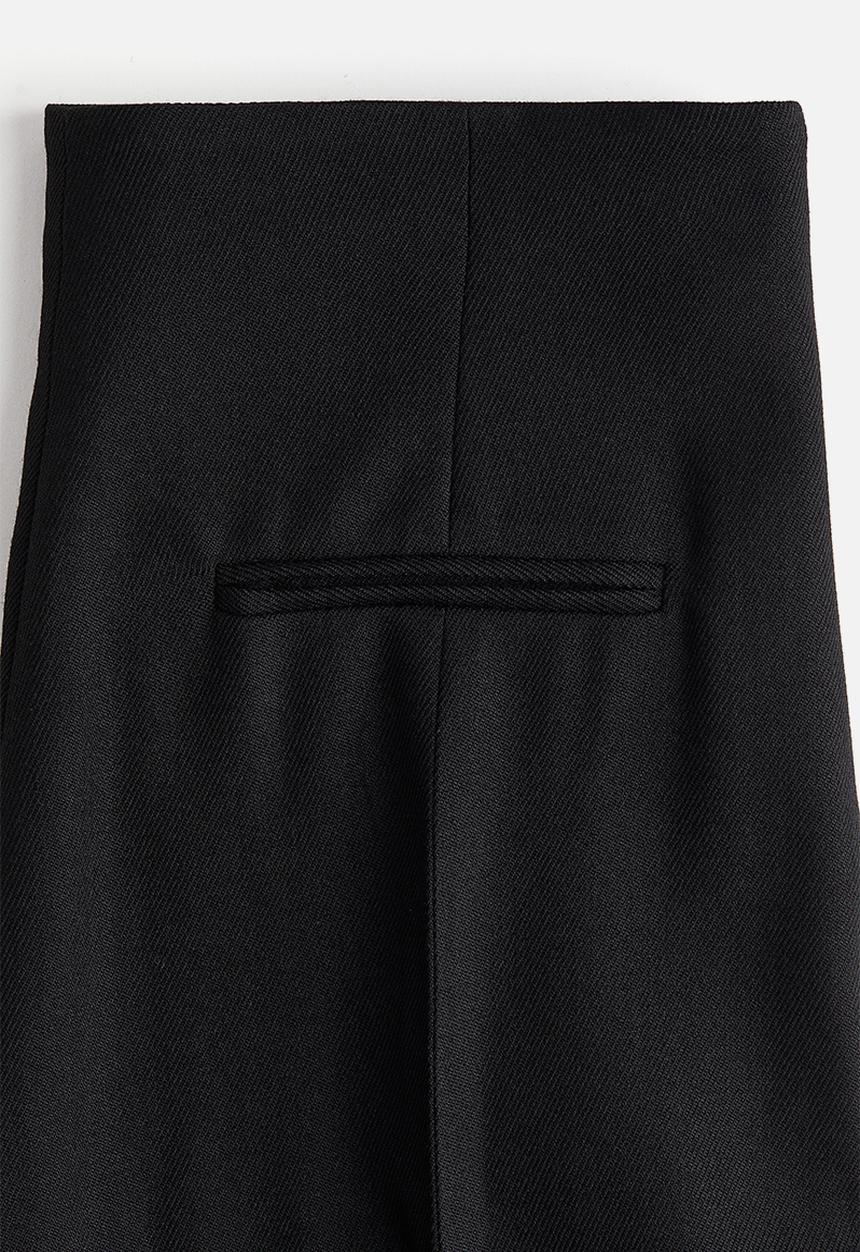 H&M - H&M Studio: Slit-detail wool trousers - black