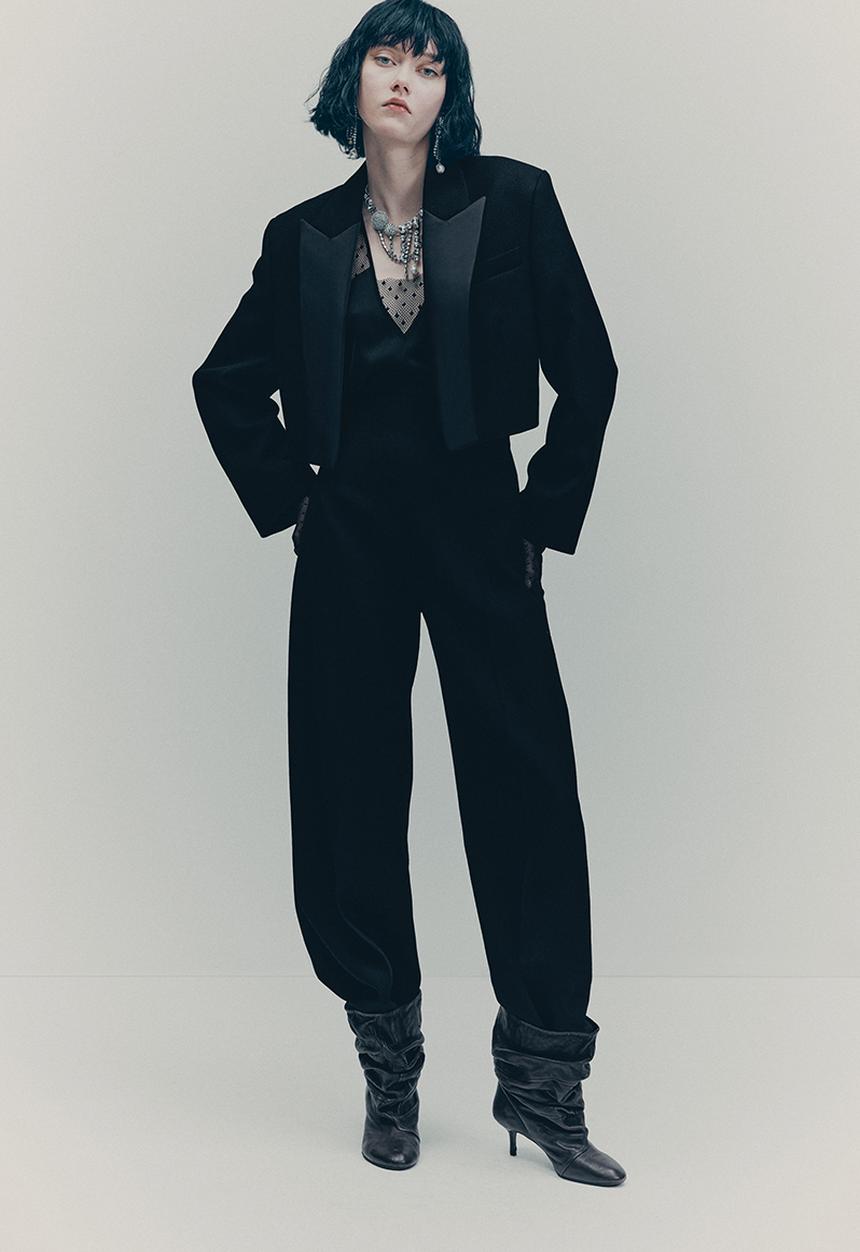 H&M - H&M Studio: Slit-detail wool trousers - black