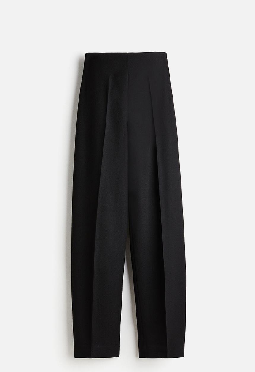H&M - H&M Studio: Slit-detail wool trousers - black