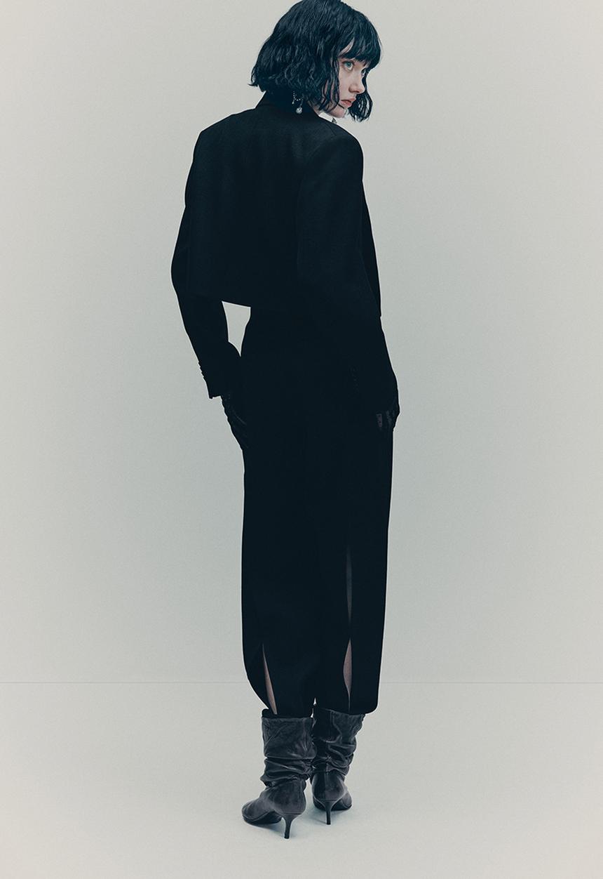 H&M - H&M Studio: Slit-detail wool trousers - black