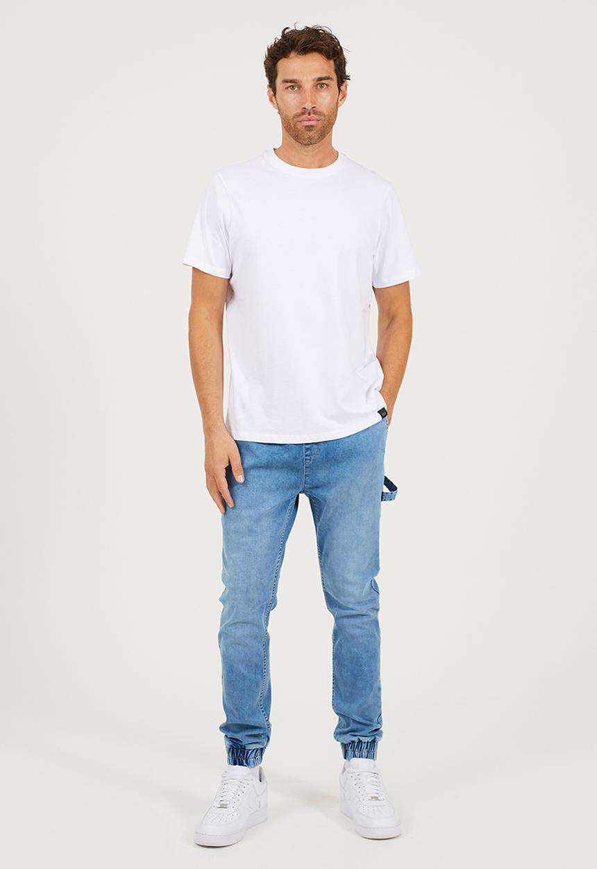 Brave Soul - Cuffed Carpenter Denim Jean - Light Blue Regular Length