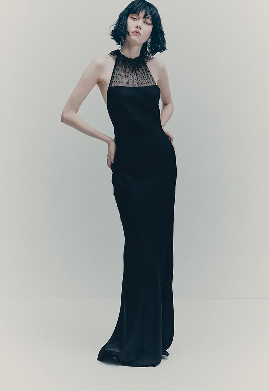 H&M Studio: Mesh-cape dress - black - 1309071001
