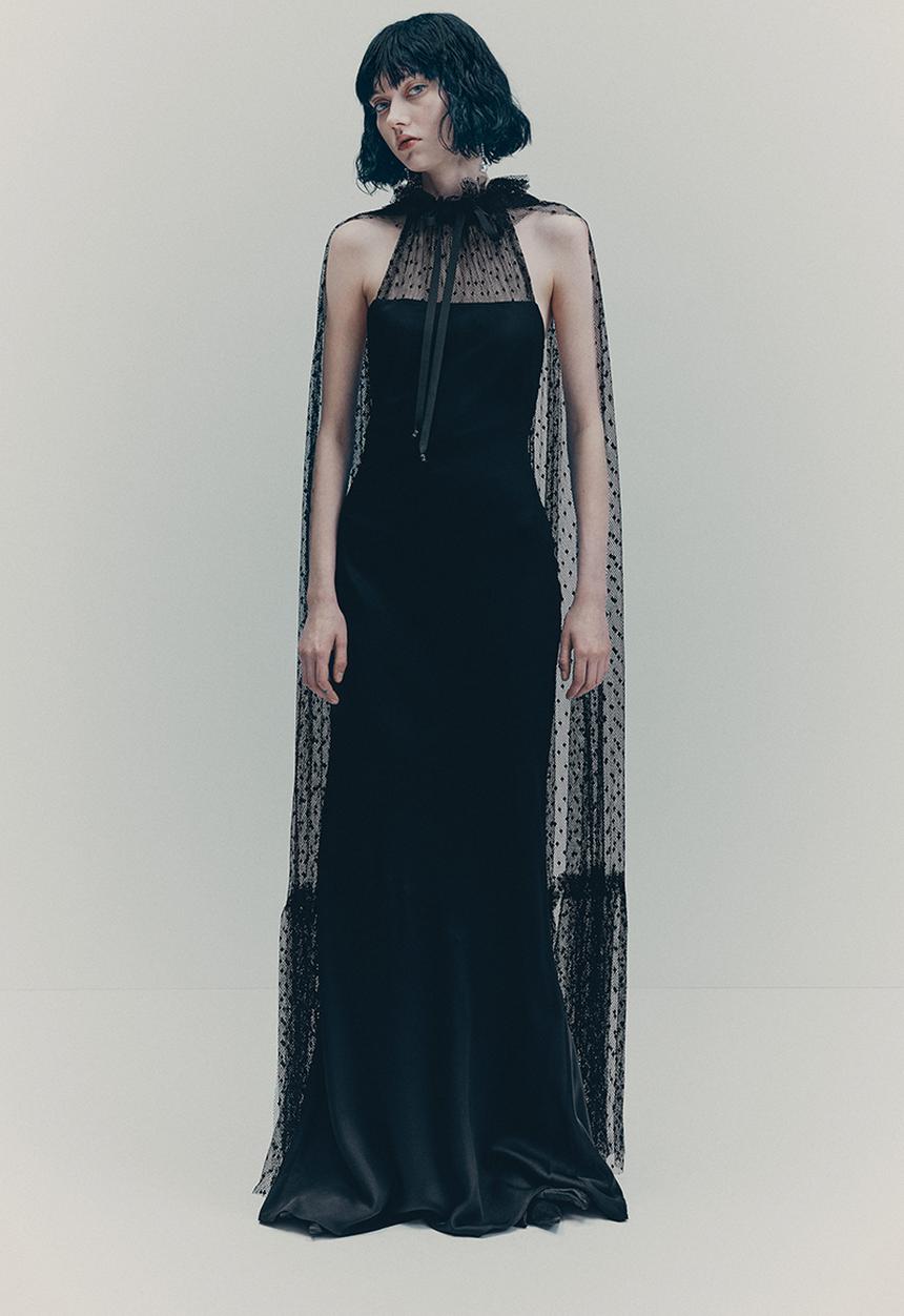 H&M - H&M Studio: Mesh-cape dress - black