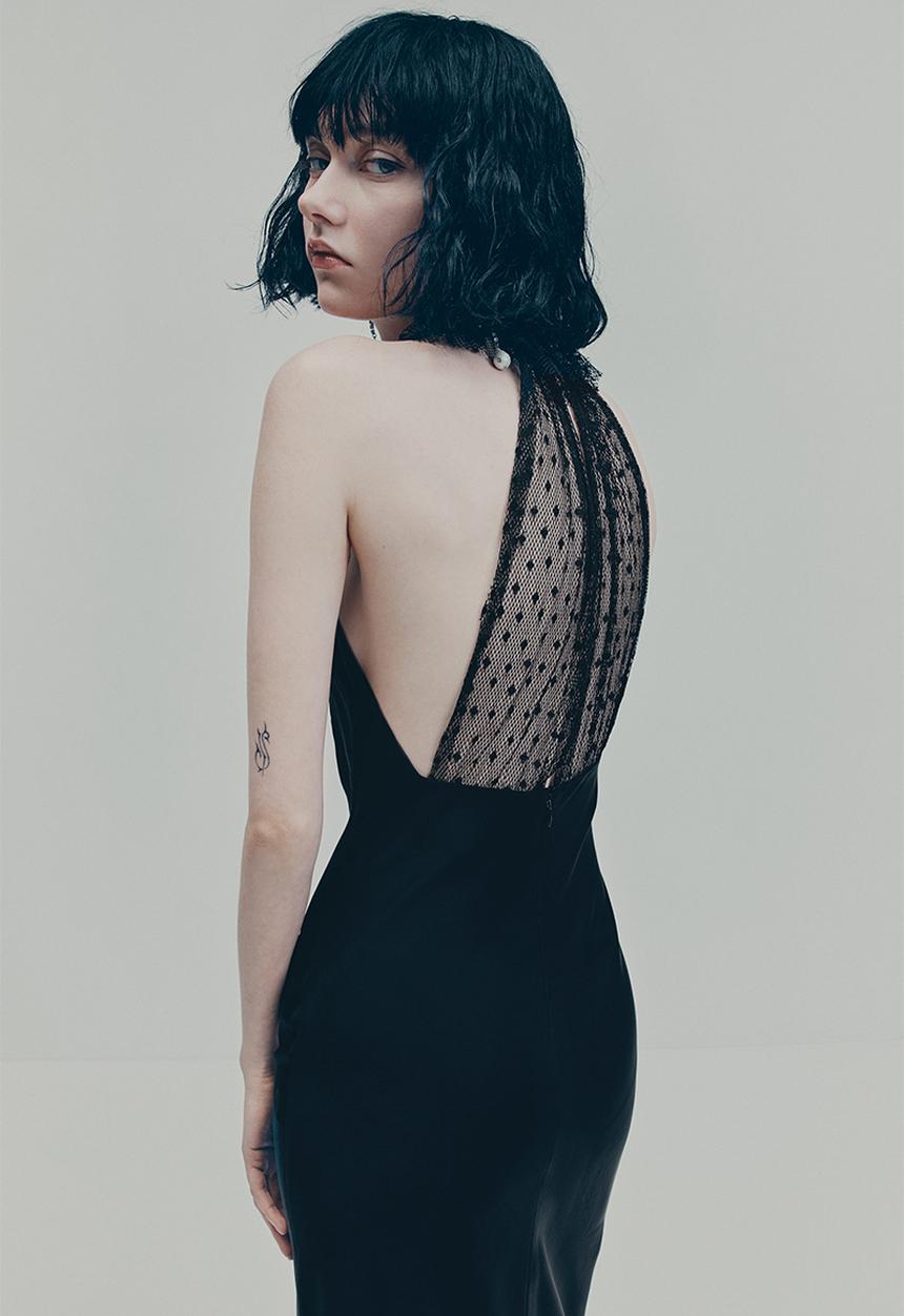 H&M - H&M Studio: Mesh-cape dress - black