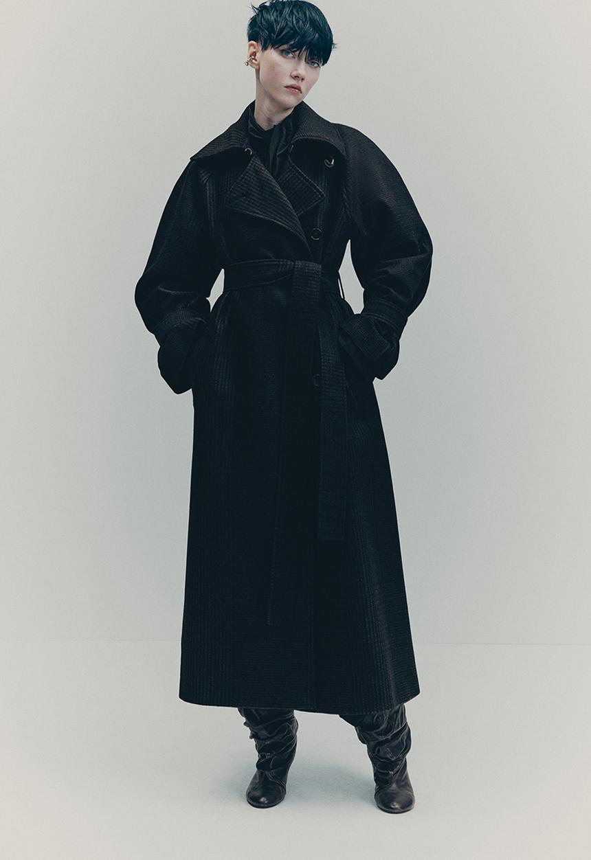 H&M - H&M Studio: Wool-blend coat -  dark brown/checked 