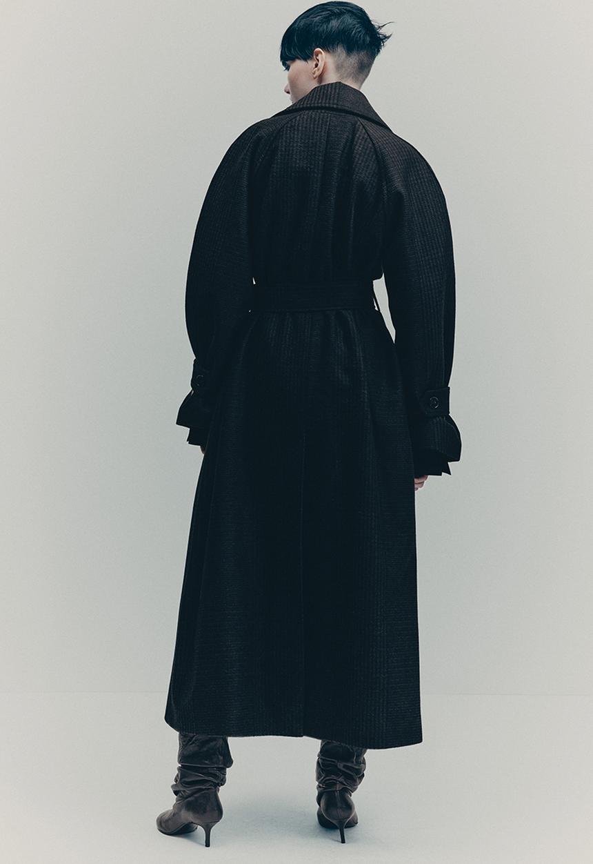 H&M - H&M Studio: Wool-blend coat -  dark brown/checked 