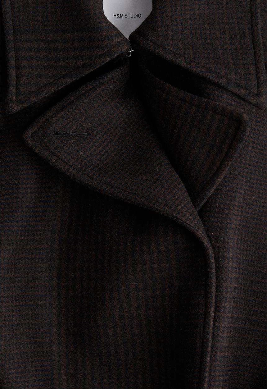 H&M - H&M Studio: Wool-blend coat -  dark brown/checked 