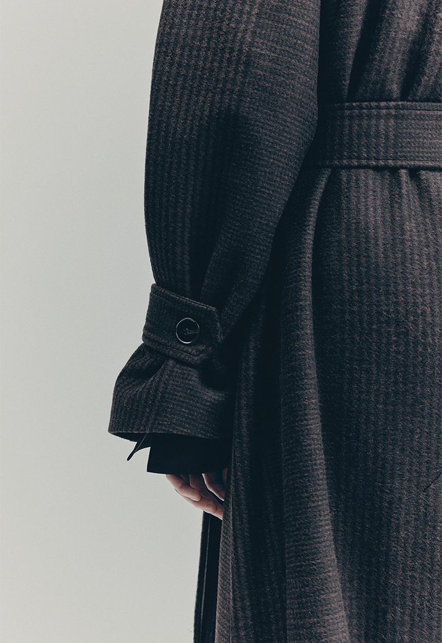H&M - H&M Studio: Wool-blend coat -  dark brown/checked 