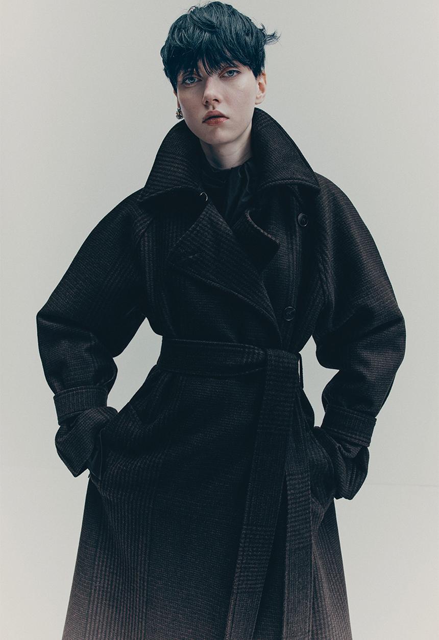 H&M Studio: Wool-blend coat - dark brown/checked - 1309053001