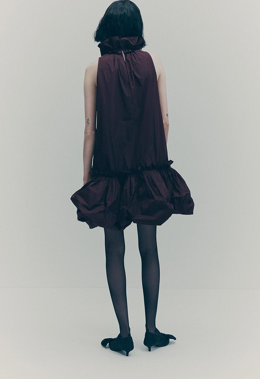H&M - H&M Studio: Frill-collar dress - burgundy