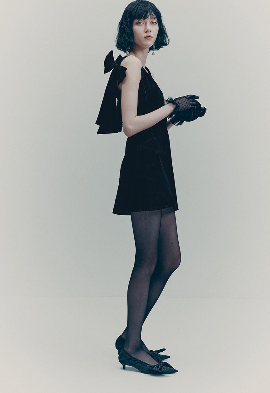 H&M - H&M Studio: Bow-detail mini dress - black