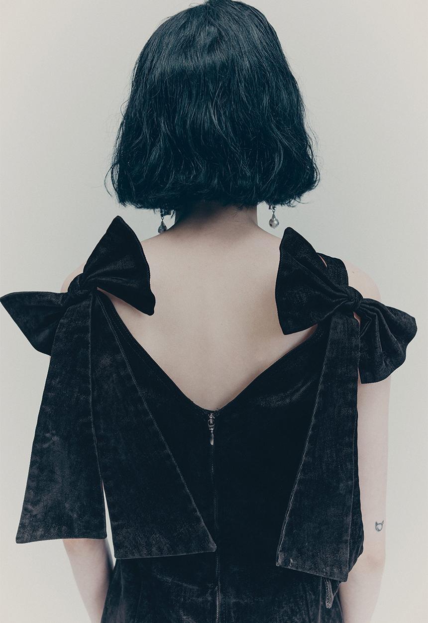 H&M - H&M Studio: Bow-detail mini dress - black
