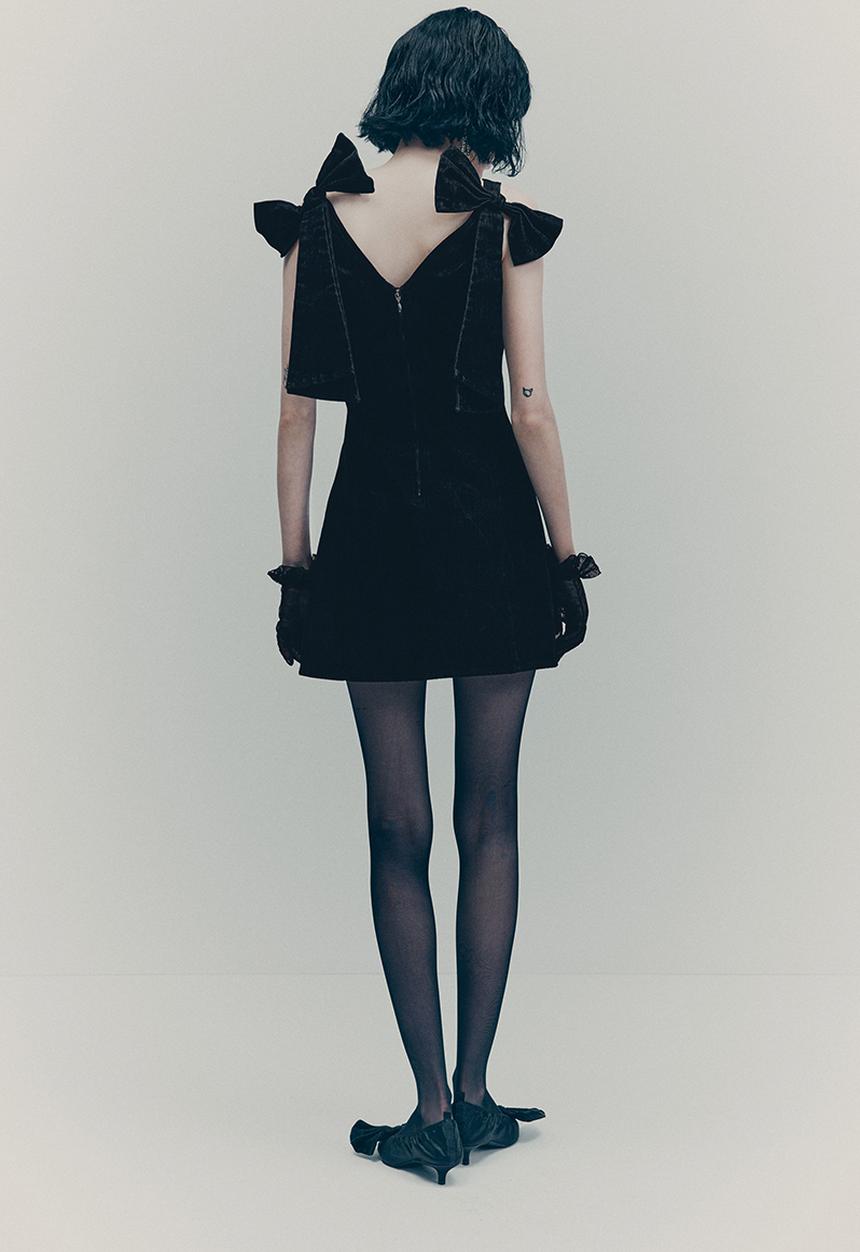 H&M - H&M Studio: Bow-detail mini dress - black