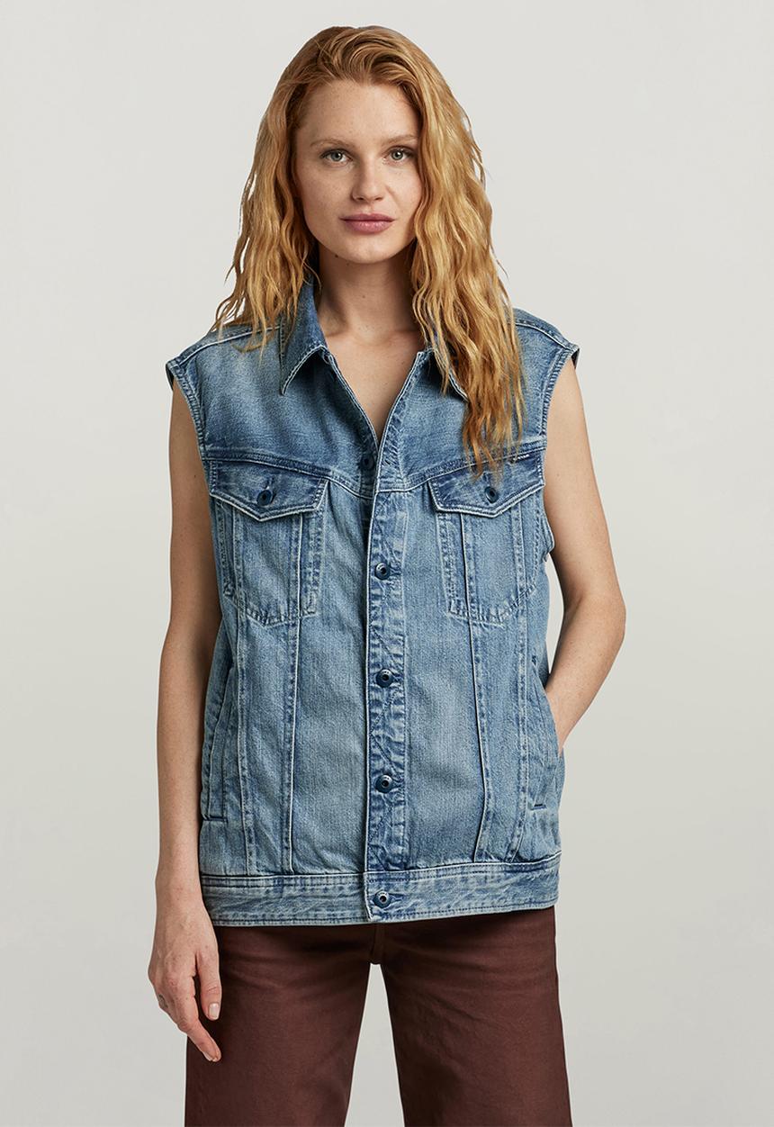 G-STAR - Oversized Denim Vest EV Wmn  - Sun faded Air Force Blue