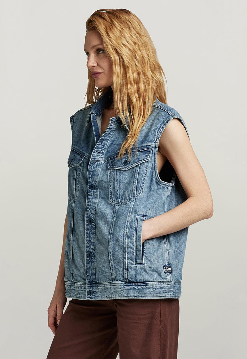G-STAR - Oversized Denim Vest EV Wmn  - Sun faded Air Force Blue