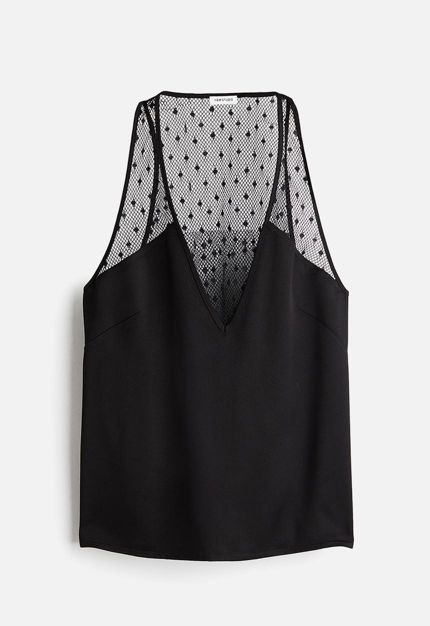 H&M - H&M Studio: Mesh vest top - black