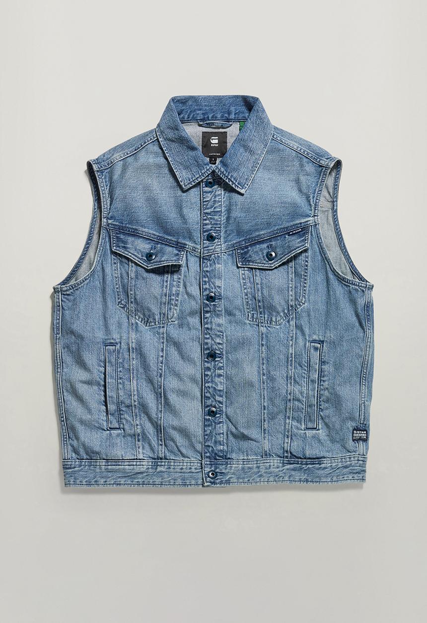 G-STAR - Oversized Denim Vest EV Wmn  - Sun faded Air Force Blue