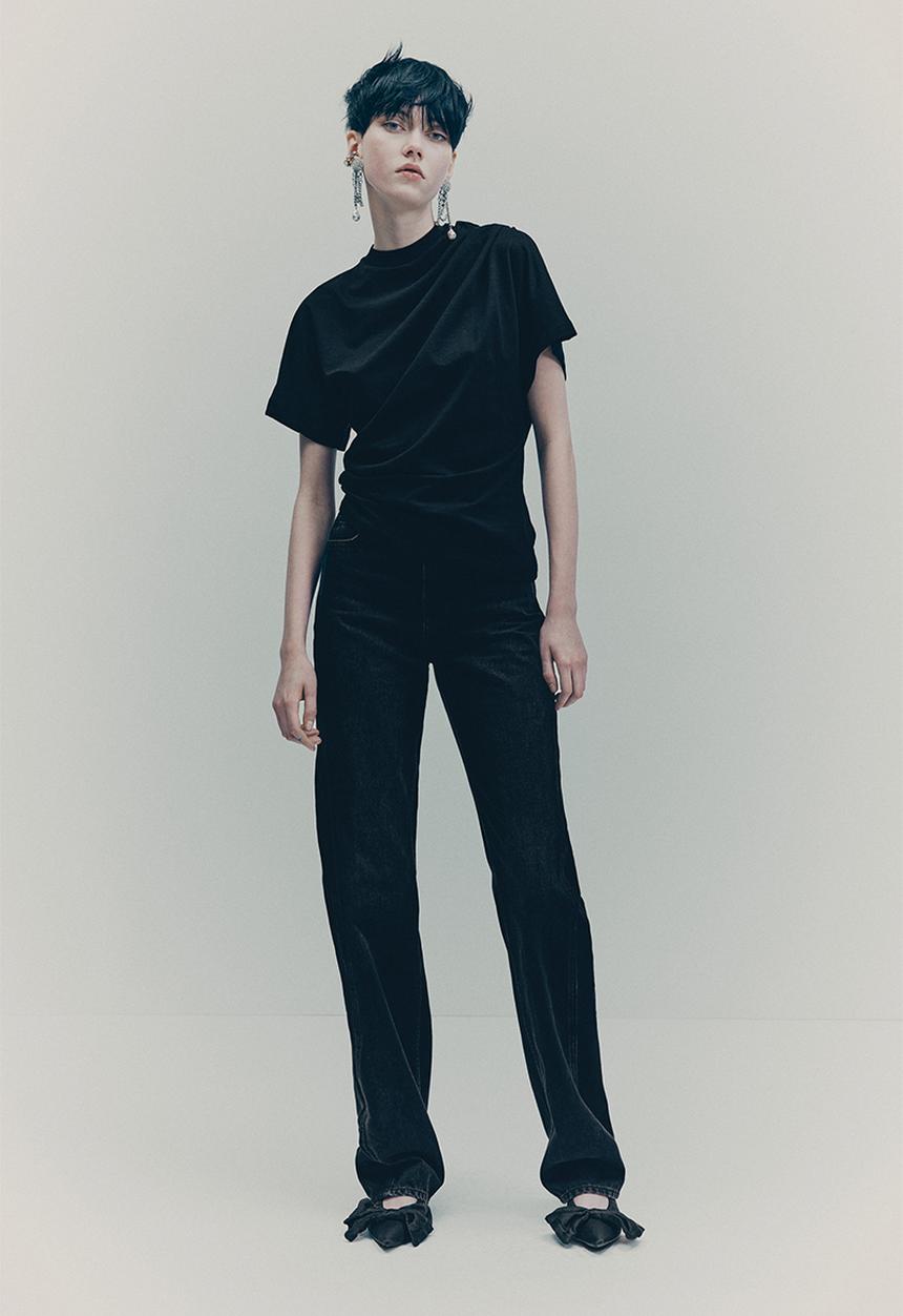 H&M - H&M Studio: Draped T-shirt - black