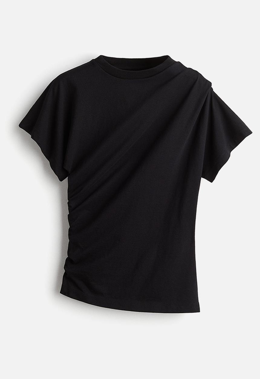 H&M - H&M Studio: Draped T-shirt - black