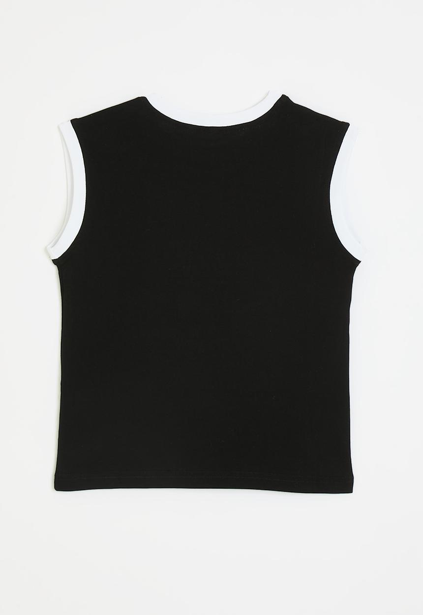 Pop Candy - Bow graphic sleeveless tee - black/white