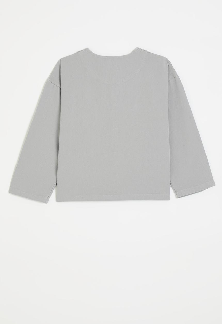 Pop Candy - Curved hem button down co-ord top - grey