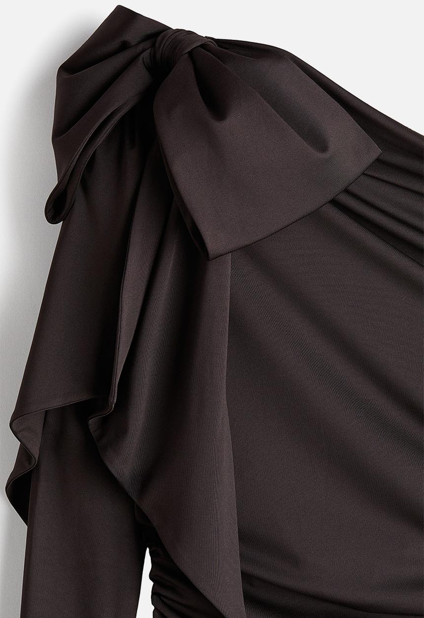 H&M - H&M Studio: Bow-detail bodycon dress - dark brown