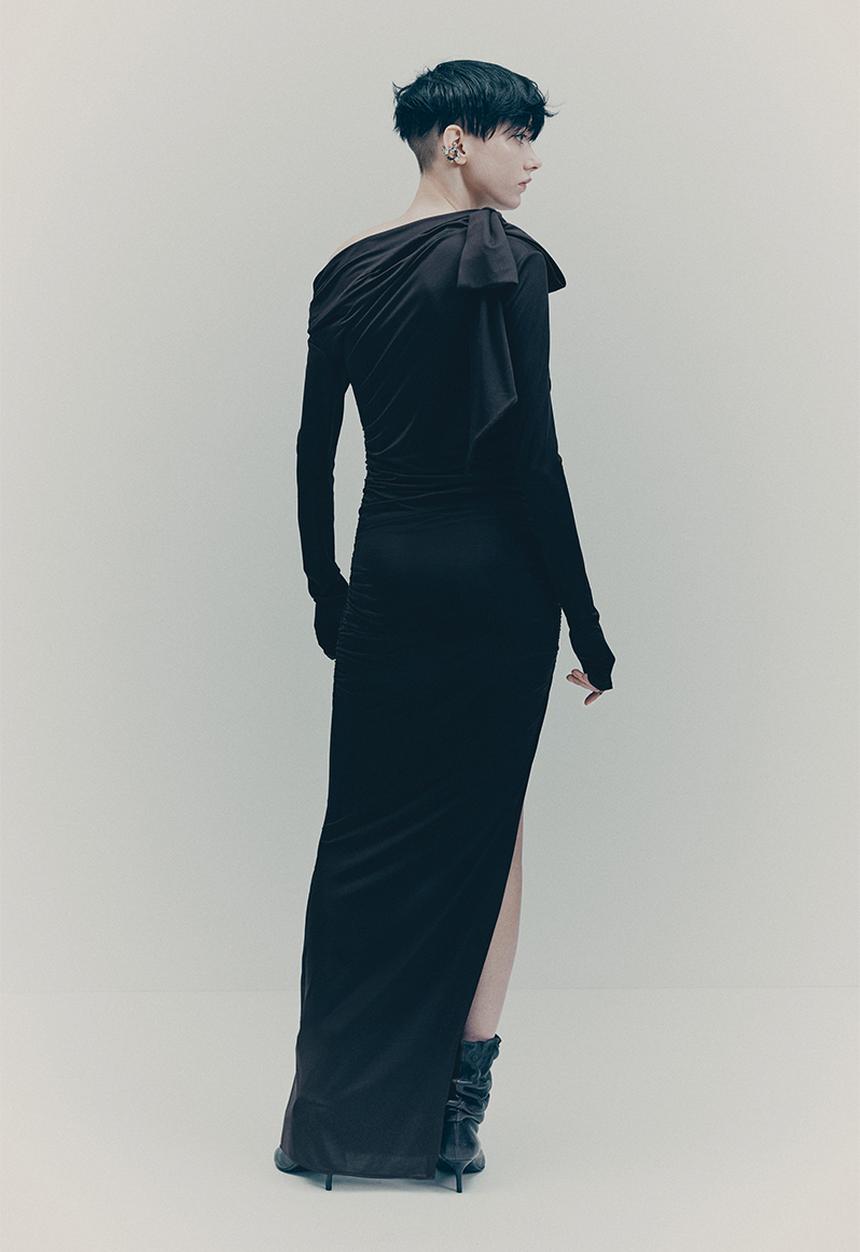 H&M - H&M Studio: Bow-detail bodycon dress - dark brown